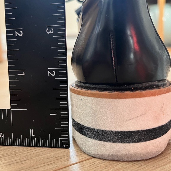 Zara Basic faux patent leather black fringe loafer white platform sole shoe 7.5 - Picture 16 of 16